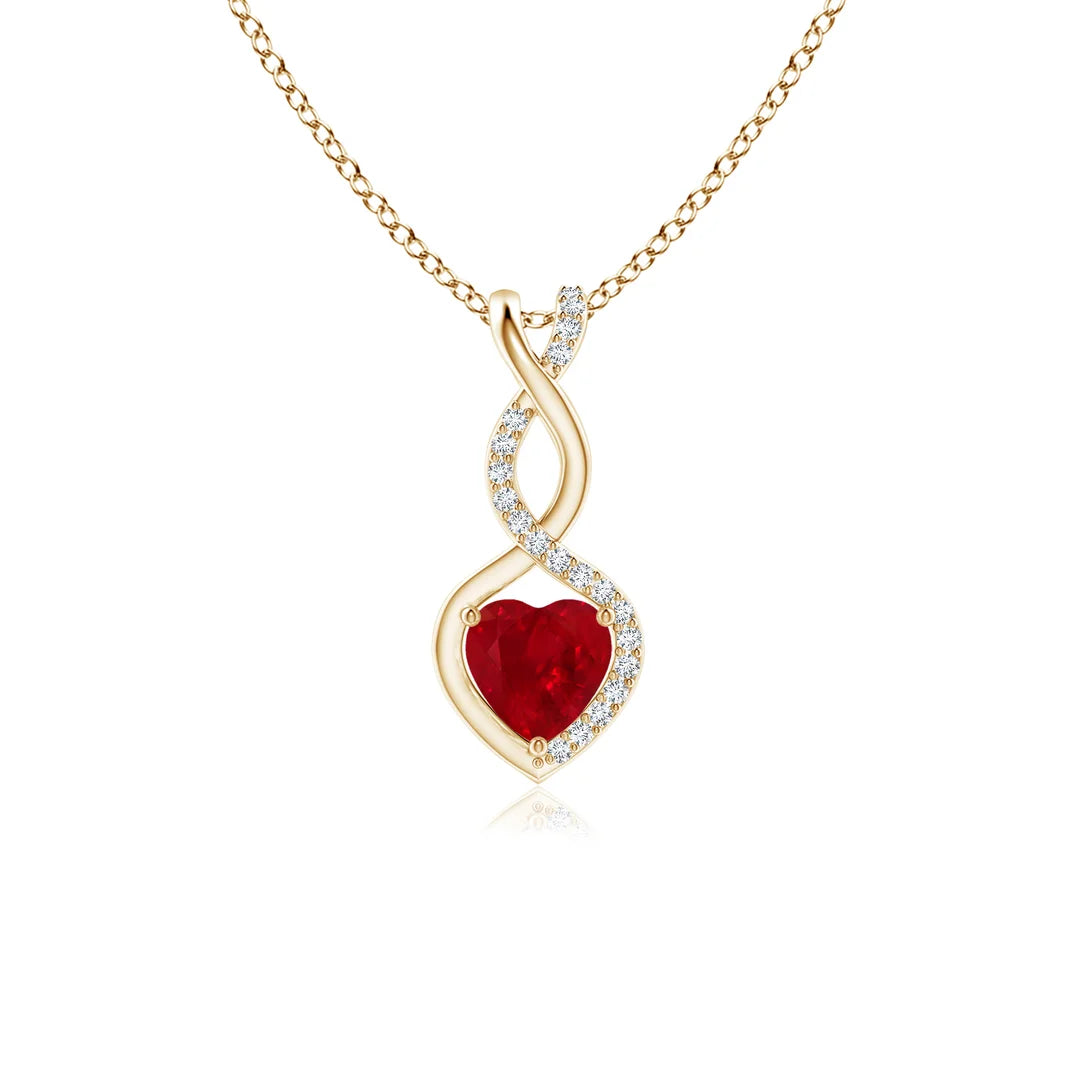 Heart-Shaped Ruby Infinity Pendant