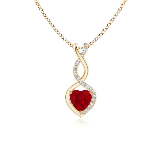 Heart-Shaped Ruby Infinity Pendant