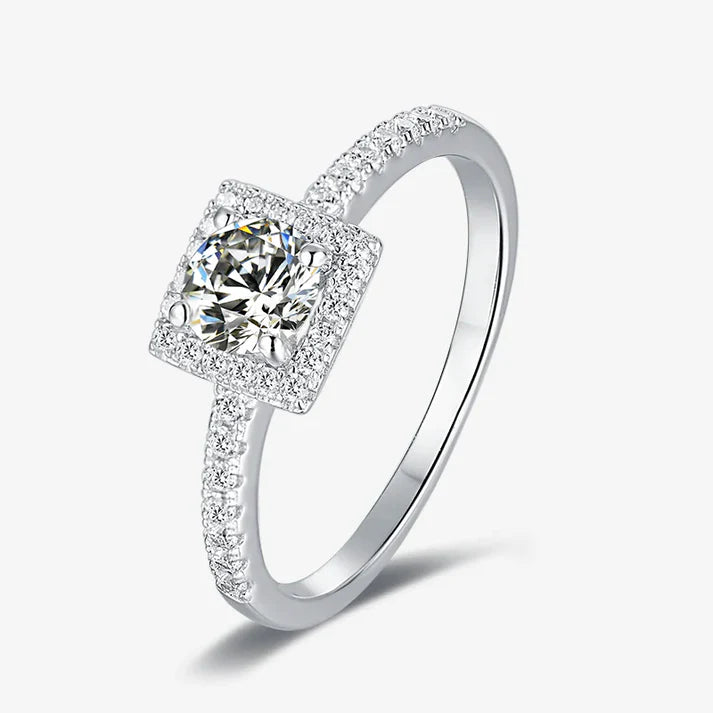 Halo Silver Engagement Ring