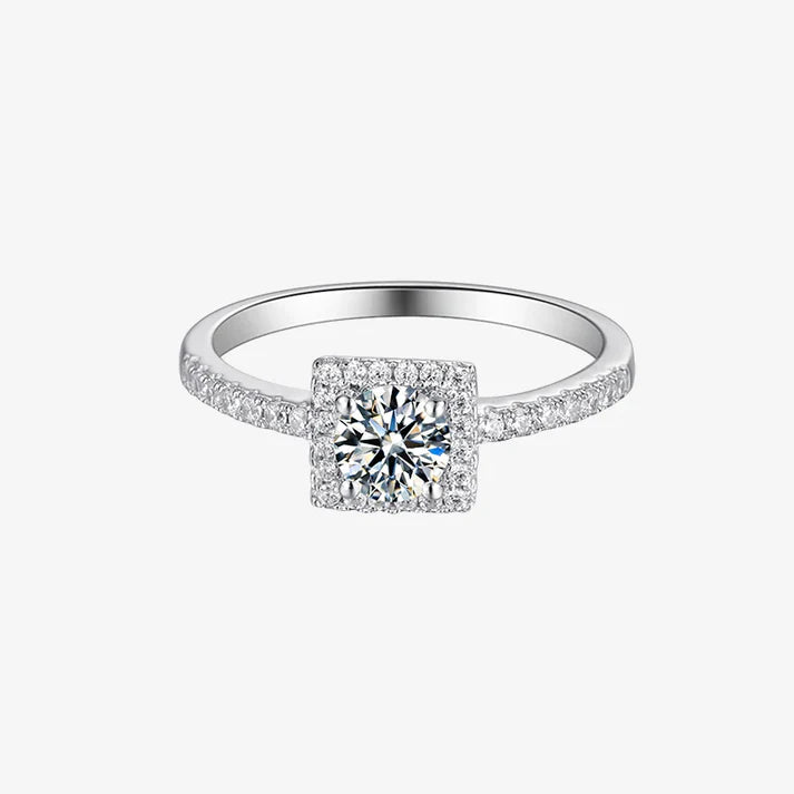 Halo Silver Engagement Ring