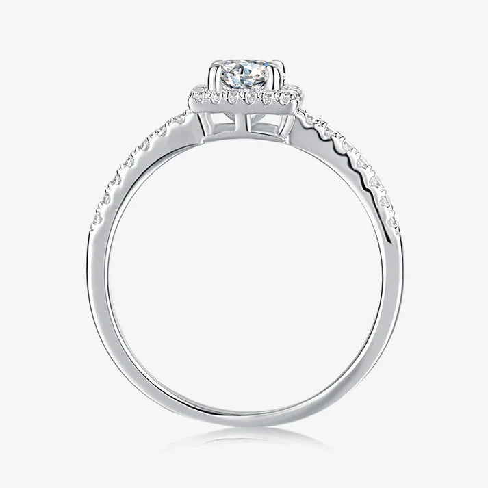 Halo Silver Engagement Ring